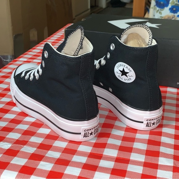 Women CONVERSE Chuck Taylor All Star  CTAS LIFT HI BLACK WHITE 560845F Size 6 - Picture 3 of 16